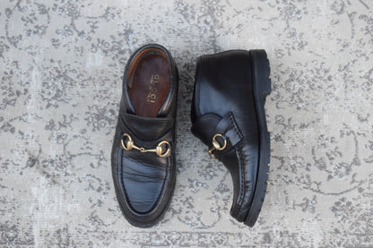 GUCCI グッチ｜ホースビット チャッカブーツ｜ホースビット レザー ブラック US6.5相当 / 23.5cm レディース ラバーソール W3637