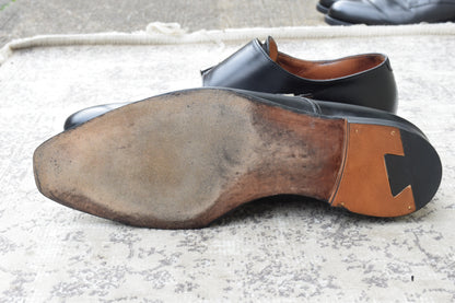 【美品・染め替え】CROCKETT&JONES クロケットアンドジョーンズ Double Monk Strap ダブルモンク ストレート ハンドグレード 黒 ブラック UK8 / 26.5cm【Ｗ3509】