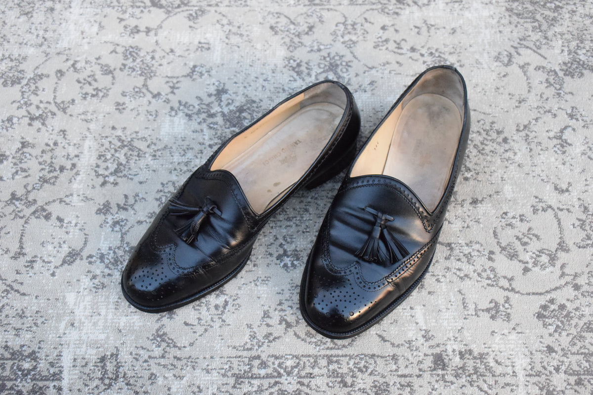 TANINO CRISCI タニノクリスチー｜311 タッセルローファー ウイングチップ ブラック UK7 / 25.5〜26cm イタリア靴 マッケイ製法 W3646