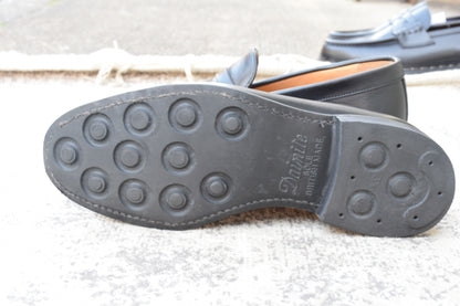 【良品】Berwick1707 バーウィック 4545 コインローファー ハーフサドル ダイナイトソール 黒 ブラック UK5 / 24.0cm【W3513】