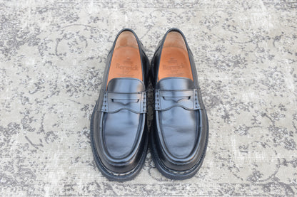 【極美品】Berwick1707 バーウィック 5293 コインローファー ビーフサドル ヴィブラムヴィライトソール 黒 ブラック UK5.5 / 24.5cm【W3514】