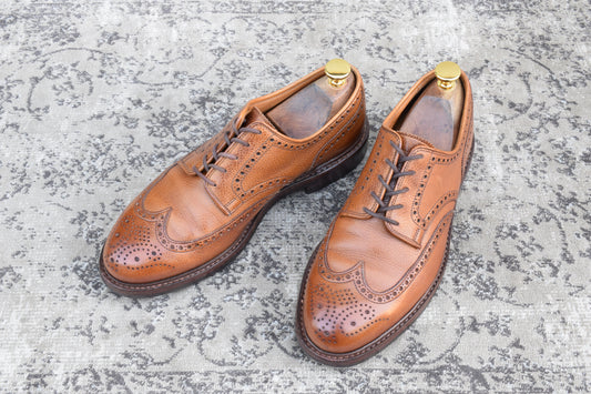 Crockett&Jones クロケットアンドジョーンズ PEMBROKE ペンブローク ウイング 外羽根 メダリオン ブローグ 茶 ブラウン UK6 / 24.5cm【W3515】