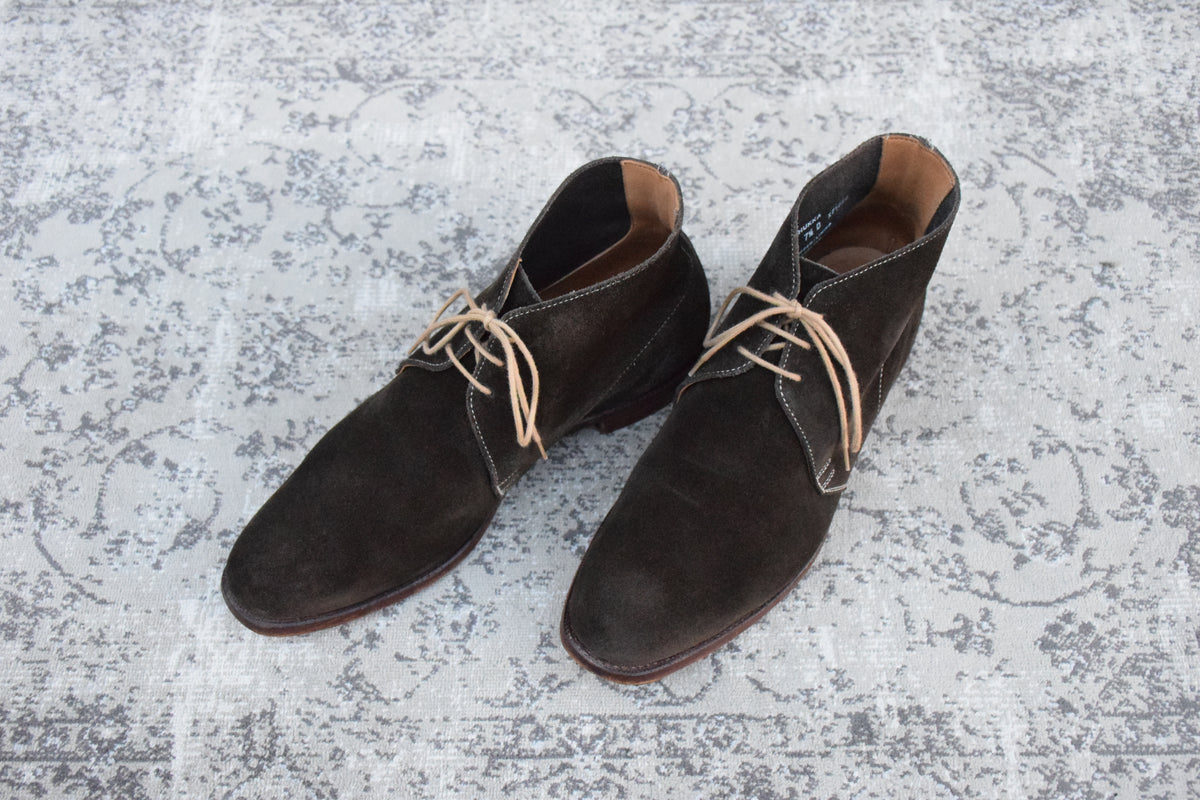 Crockett&Jones クロケットアンドジョーンズ｜CHUKKA チャッカ｜ブラウン×カーキ UK7.5D / 26cm アンライニング スエード レザーソール 英国靴 良品 W3649