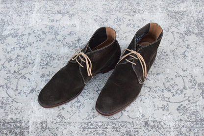 Crockett&Jones クロケットアンドジョーンズ｜CHUKKA チャッカ｜ブラウン×カーキ UK7.5D / 26cm アンライニング スエード レザーソール 英国靴 良品 W3649
