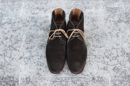 Crockett&Jones クロケットアンドジョーンズ｜CHUKKA チャッカ｜ブラウン×カーキ UK7.5D / 26cm アンライニング スエード レザーソール 英国靴 良品 W3649