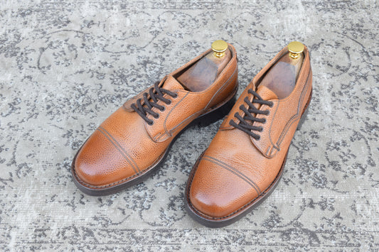 【美品】JOSEPH CHEANEY&SONS ジョセフチーニーアンドサンズ CAIRNGORM 2R / ケンゴン ストレート 外羽根 グレインレザー コマンドソール 茶 ブラウン UK6.5 / 25.0cm【Ｗ3519】
