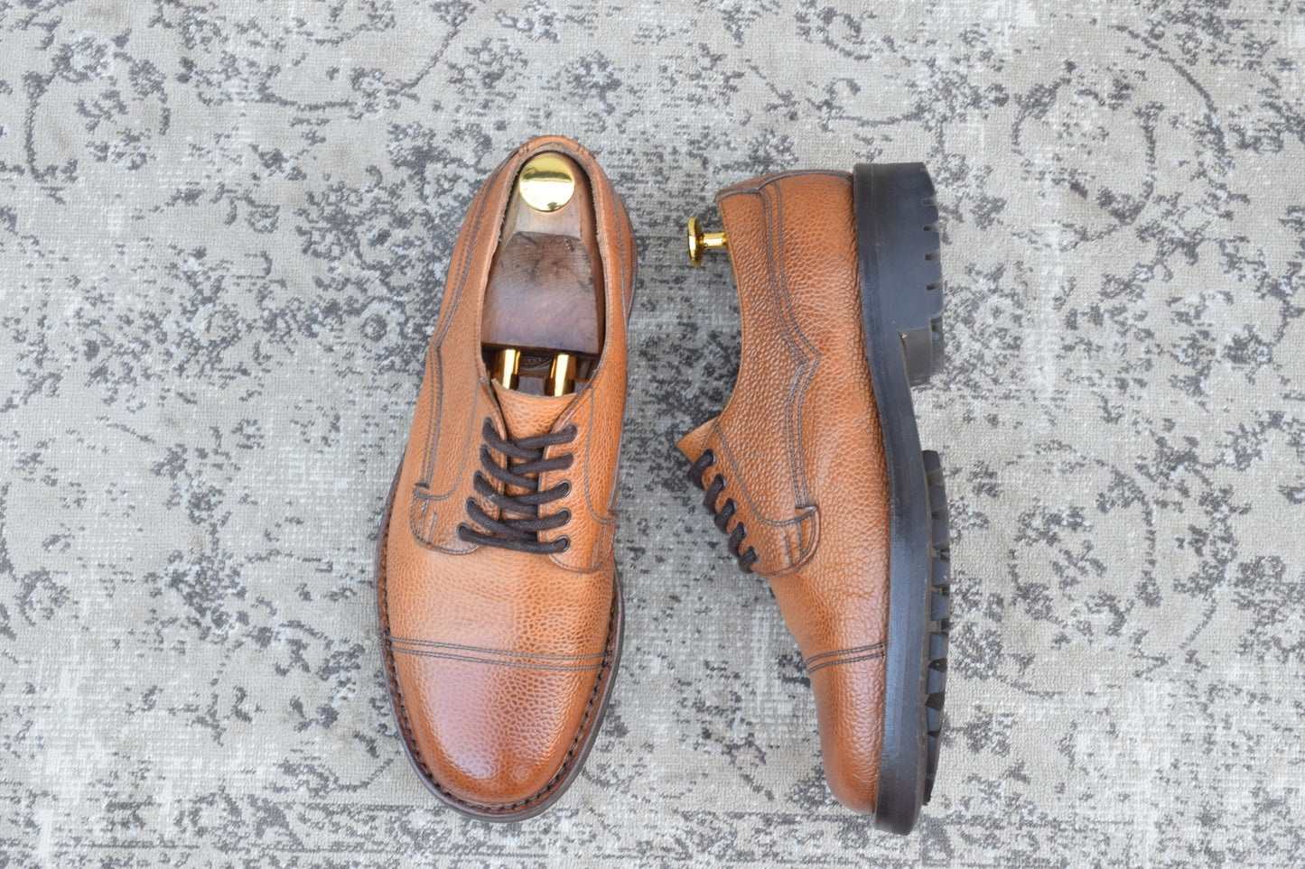 【美品】JOSEPH CHEANEY&SONS ジョセフチーニーアンドサンズ CAIRNGORM 2R / ケンゴン ストレート 外羽根 グレインレザー コマンドソール 茶 ブラウン UK6.5 / 25.0cm【Ｗ3519】