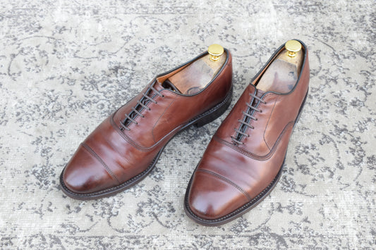 【良品】Allen Edmonds アレンエドモンズ Park Avenue パークアベニュー ストレート 内羽根 6アイレット 茶 ブラウン US8.5 / 26.5cm / Eウィズ【Ｗ3523】