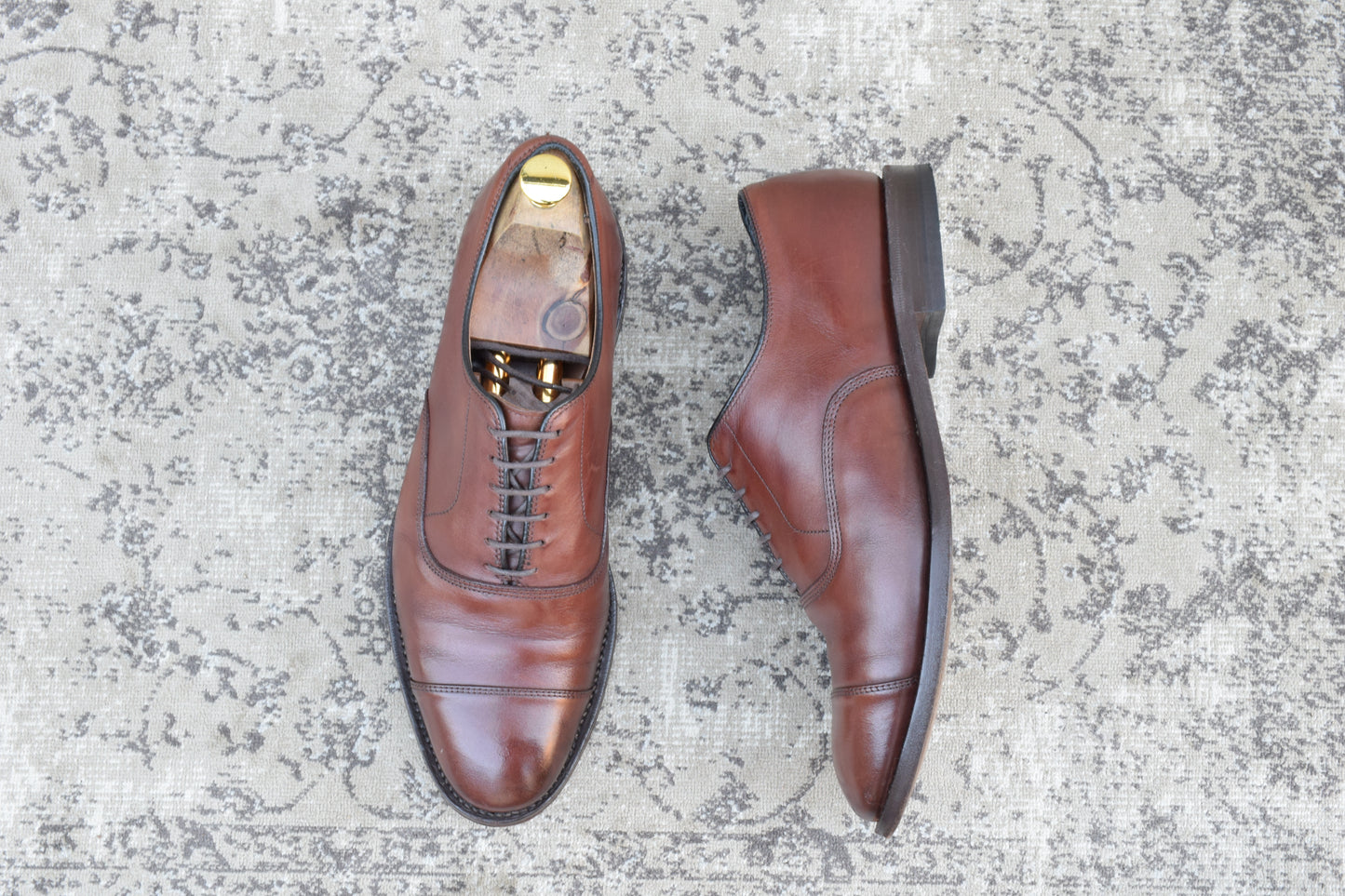 【良品】Allen Edmonds アレンエドモンズ Park Avenue パークアベニュー ストレート 内羽根 6アイレット 茶 ブラウン US8.5 / 26.5cm / Eウィズ【Ｗ3523】