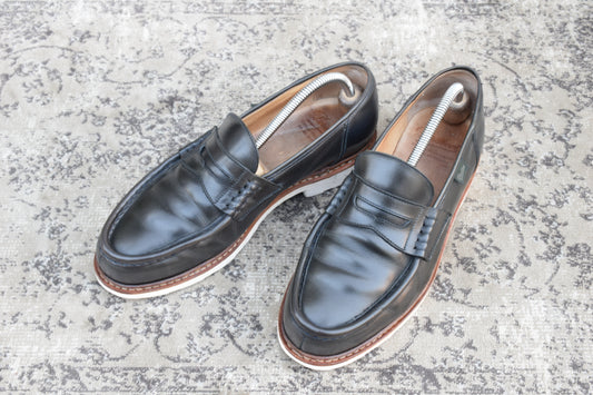 【かかと修理済み】Paraboot パラブーツ REIMS ランス コインローファー ビーフロール カーキ UK9 / 27.5cm【Ｗ3524】