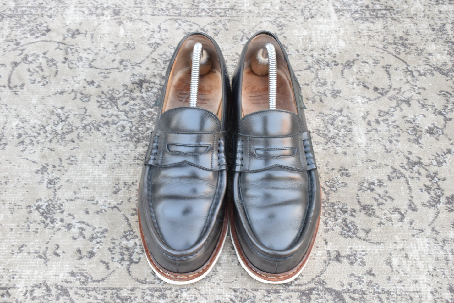 【かかと修理済み】Paraboot パラブーツ REIMS ランス コインローファー ビーフロール カーキ UK9 / 27.5cm【Ｗ3524】