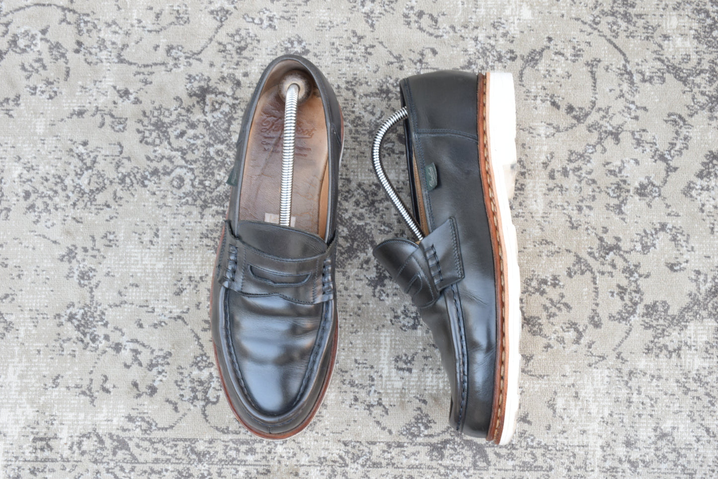 【かかと修理済み】Paraboot パラブーツ REIMS ランス コインローファー ビーフロール カーキ UK9 / 27.5cm【Ｗ3524】