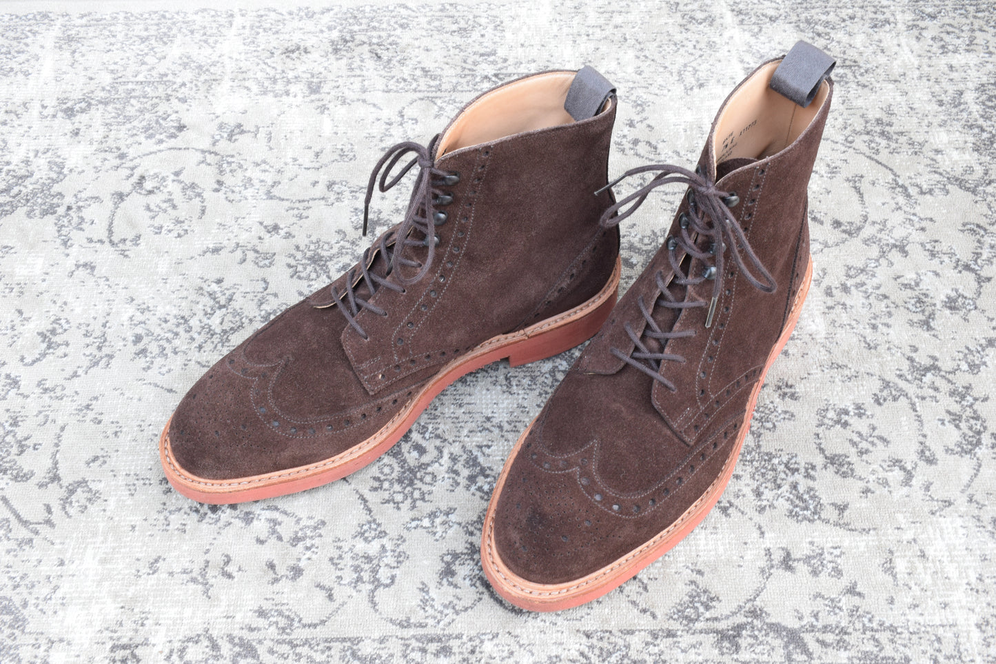 【未使用】CROCKETT&JONES クロケット＆ジョーンズ SKYE スカイ ウイング ブローグ カントリーブーツ スエード 茶 ブラウン UK7.5 / 26.0cm【W3527】