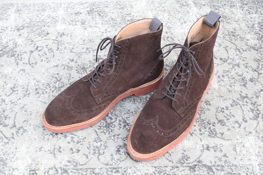 【未使用】CROCKETT&JONES クロケット＆ジョーンズ SKYE スカイ ウイング ブローグ カントリーブーツ スエード 茶 ブラウン UK7.5 / 26.0cm【W3527】