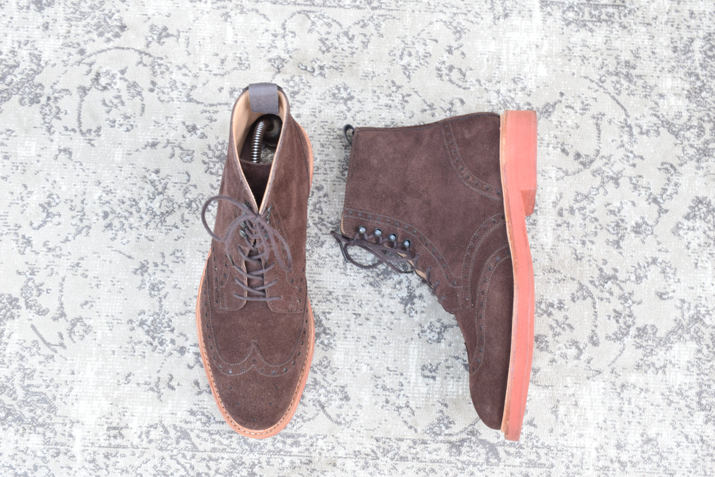【未使用】CROCKETT&JONES クロケット＆ジョーンズ SKYE スカイ ウイング ブローグ カントリーブーツ スエード 茶 ブラウン UK7.5 / 26.0cm【W3527】