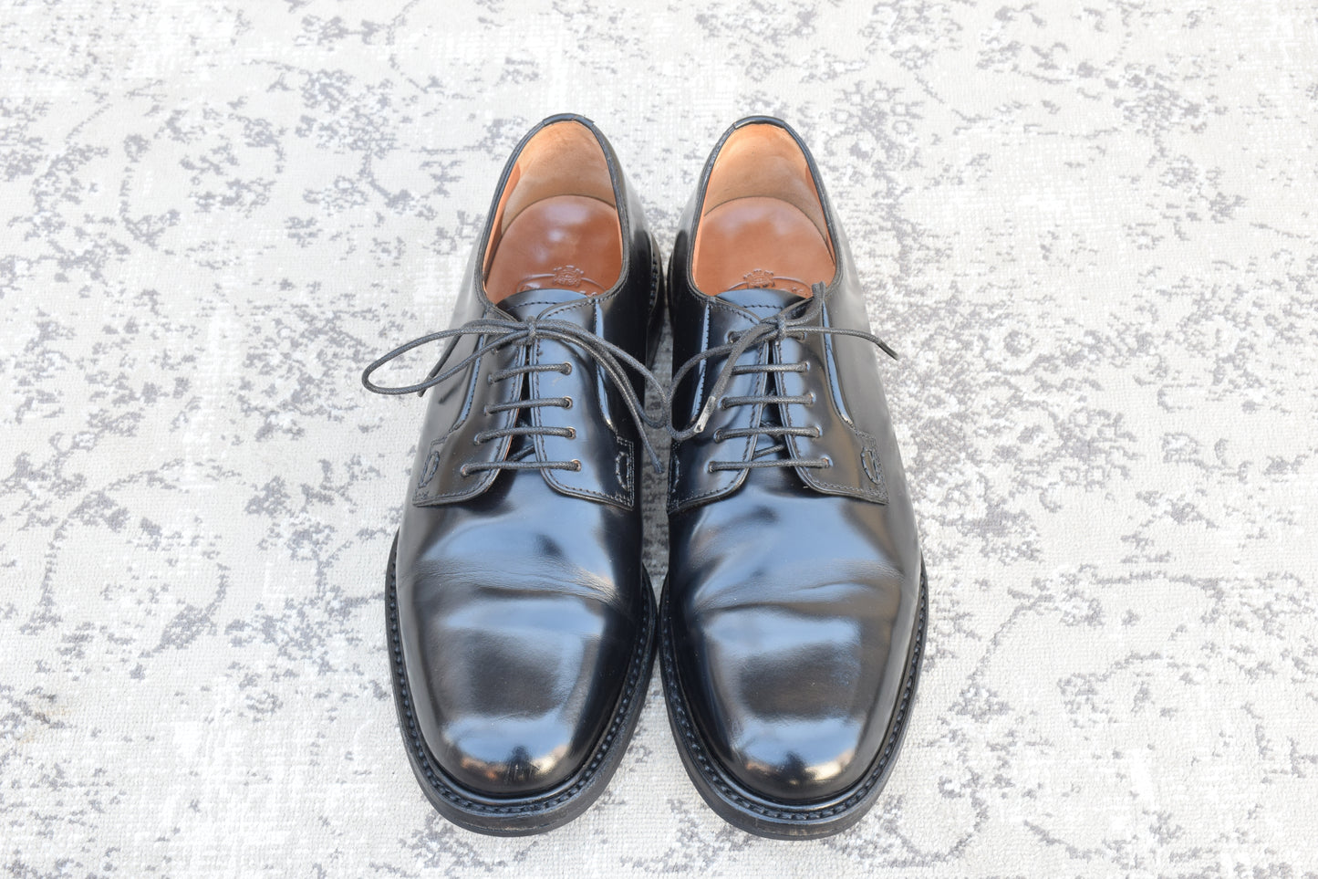 【美品】Church's チャーチ SHANNON シャノン プレーン 外羽根 ポリッシュドバインダーカーフ 黒 ブラック UK36 / 23.0cm【W3528】