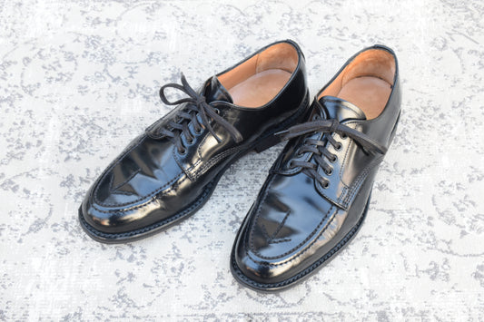 【美品】SANDERS サンダース 1137 APRON DERBY BROAD ARROW ブロードアローエプロンダービー Uチップ 外羽根 黒 ブラック UK5.5 / 24.5cm【W3529】