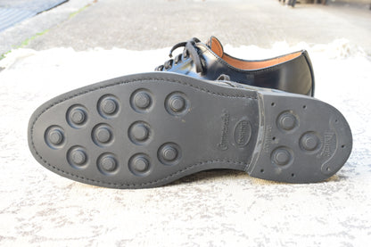 【美品】SANDERS サンダース 1137 APRON DERBY BROAD ARROW ブロードアローエプロンダービー Uチップ 外羽根 黒 ブラック UK5.5 / 24.5cm【W3529】
