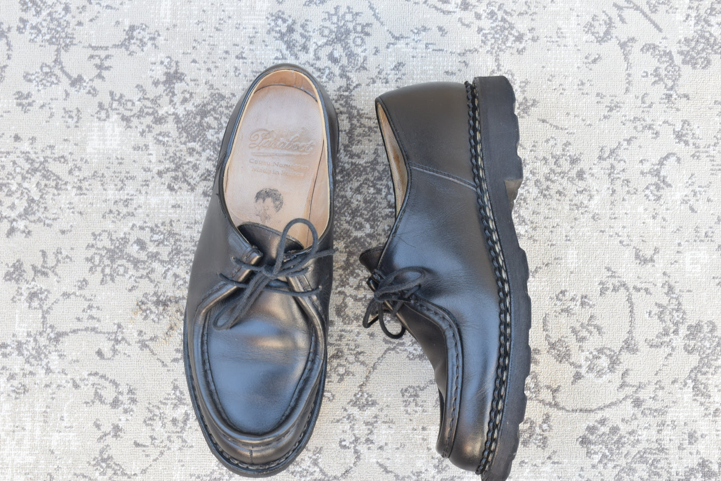 【良品】Paraboot パラブーツ MICHAEL ミカエル チロリアンシューズ リスレザー 黒 ブラック EU39.5 / 24.5cm【W3530】
