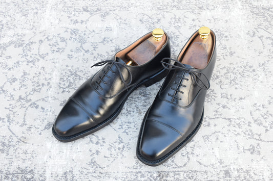【美品】CROCKETT&JONES クロケットアンドジョーンズ HALLAM ハラム ストレート 内羽根 黒 ブラック UK6 / 24.5cm【W3532】