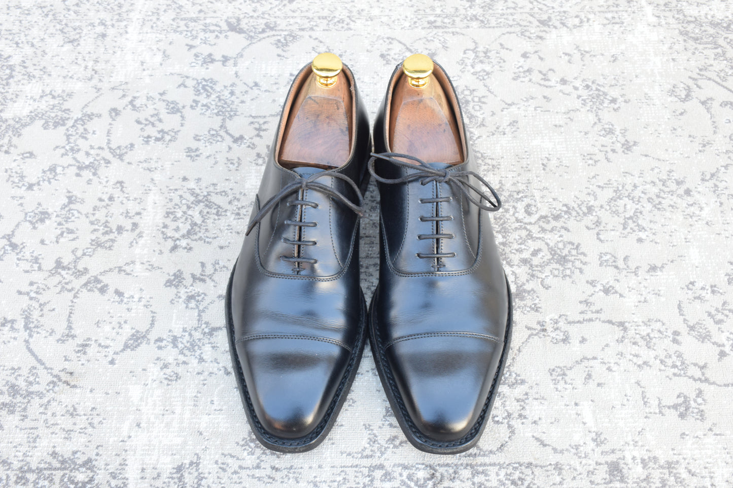 【美品】CROCKETT&JONES クロケットアンドジョーンズ HALLAM ハラム ストレート 内羽根 黒 ブラック UK6 / 24.5cm【W3532】