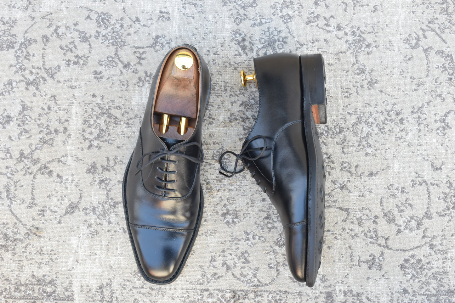 【美品】CROCKETT&JONES クロケットアンドジョーンズ HALLAM ハラム ストレート 内羽根 黒 ブラック UK6 / 24.5cm【W3532】