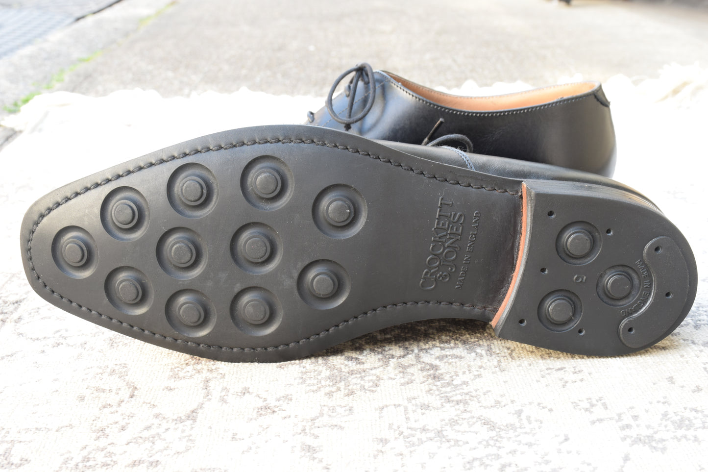 【美品】CROCKETT&JONES クロケットアンドジョーンズ HALLAM ハラム ストレート 内羽根 黒 ブラック UK6 / 24.5cm【W3532】