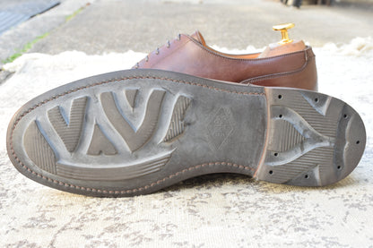 CROCKETT&JONES クロケットアンドジョーンズ MORETON モールトン Vチップ 外羽根 濃茶 ブラウンUK6.5 / 25.0cm【W3534】