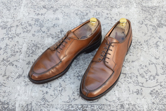 【良品】CROCKETT&JONES クロケットアンドジョーンズ MORETON モールトン Vチップ 外羽根 茶 ブラウン UK8 / 26.5cm【Ｗ3537】