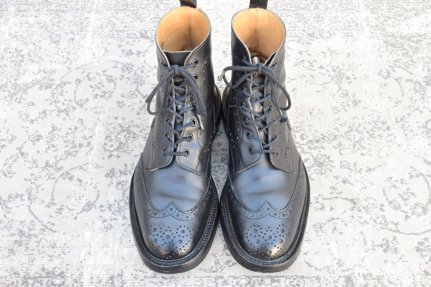 【良品】TRICKER'S トリッカーズ MOLTON モールトン ウイング ブローグ レースアップブーツ M2508 黒 ブラック UK8.5 / 27.0cm【W3540】