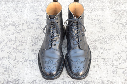 【良品】TRICKER'S トリッカーズ MOLTON モールトン ウイング ブローグ レースアップブーツ M2508 黒 ブラック UK8.5 / 27.0cm【W3540】