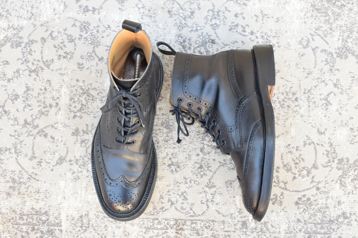 【良品】TRICKER'S トリッカーズ MOLTON モールトン ウイング ブローグ レースアップブーツ M2508 黒 ブラック UK8.5 / 27.0cm【W3540】