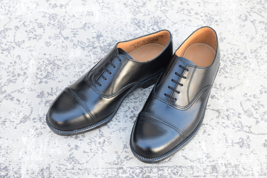 【デッドストック 未使用】BRITISH MILITARY イギリス軍 OFFICER DRESS SHOES オフィサー ドレスシューズ ストレート 内羽根 ガラスレザー 黒 ブラック UK6 / 24.5cm相当【W3491-UK6】