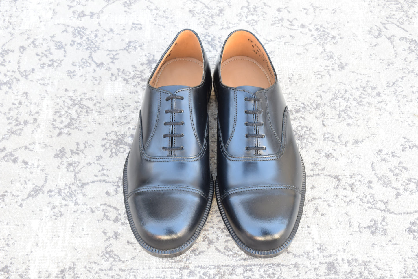 【デッドストック 未使用】BRITISH MILITARY イギリス軍 OFFICER DRESS SHOES オフィサー ドレスシューズ ストレート 内羽根 ガラスレザー 黒 ブラック UK6 / 24.5cm相当【W3491-UK6】