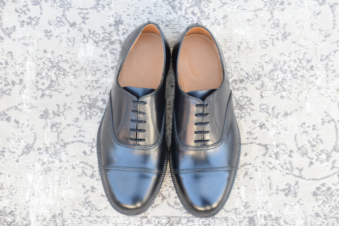 【デッドストック 未使用】BRITISH MILITARY イギリス軍 OFFICER DRESS SHOES オフィサー ドレスシューズ ストレート 内羽根 ガラスレザー 黒 ブラック UK6 / 24.5cm相当【W3491-UK6】