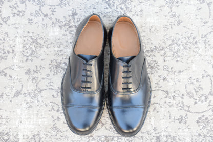 【デッドストック 未使用】BRITISH MILITARY イギリス軍 OFFICER DRESS SHOES オフィサー ドレスシューズ ストレート 内羽根 ガラスレザー 黒 ブラック UK6 / 24.5cm相当【W3491-UK6】