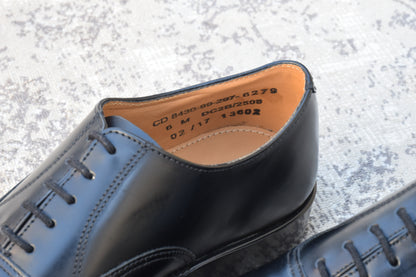 【デッドストック 未使用】BRITISH MILITARY イギリス軍 OFFICER DRESS SHOES オフィサー ドレスシューズ ストレート 内羽根 ガラスレザー 黒 ブラック UK6 / 24.5cm相当【W3491-UK6】