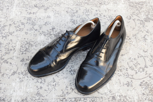 BRITISH MILITARY イギリス軍 OFFICER DRESS SHOES オフィサー ドレスシューズ ストレート 内羽根 ガラスレザー 黒 ブラック UK9 / 27.5cm相当【W3491-UK9】