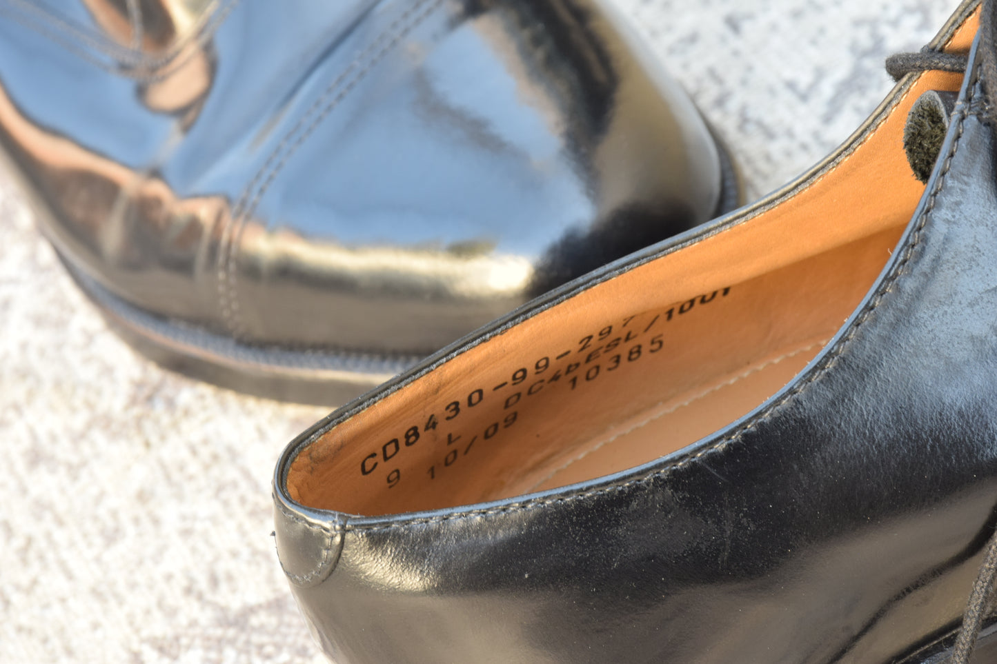 BRITISH MILITARY イギリス軍 OFFICER DRESS SHOES オフィサー ドレスシューズ ストレート 内羽根 ガラスレザー 黒 ブラック UK9 / 27.5cm相当【W3491-UK9】