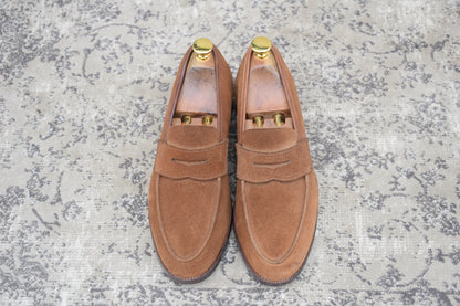 【美品】CROCKETT&JONES クロケットアンドジョーンズ COIN LOAFER コインローファー スエード 茶 ブラウン UK5.5 / 24.0cm【Ｗ3544】