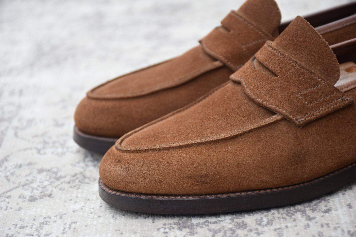 【美品】CROCKETT&JONES クロケットアンドジョーンズ COIN LOAFER コインローファー スエード 茶 ブラウン UK5.5 / 24.0cm【Ｗ3544】