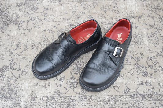 REGAL Shoe&Co. リーガル シューアンドコー 807S シングルモンクストラップ シボ革 黒 ブラック 24.5cm【W3545】