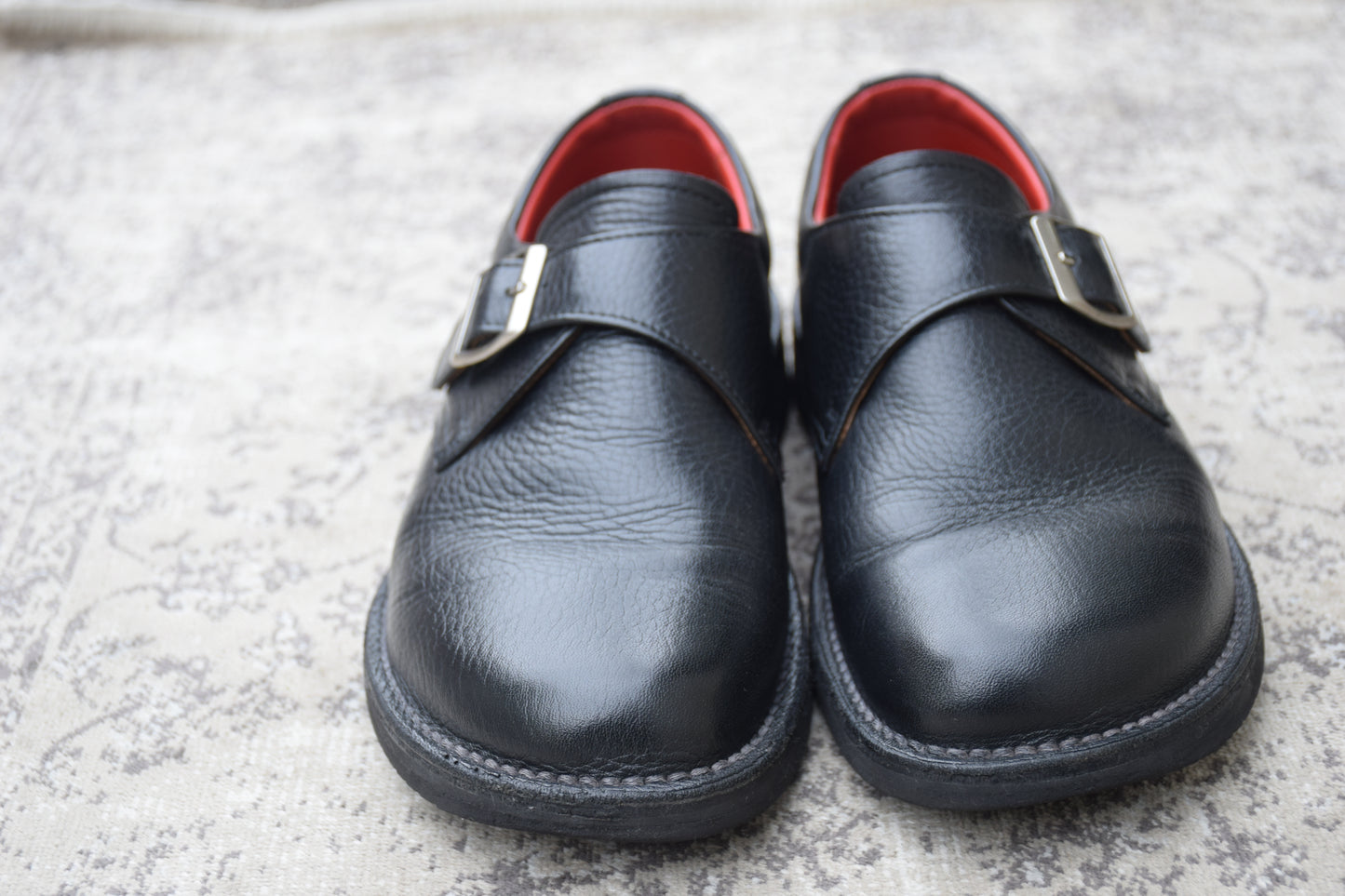 REGAL Shoe&Co. リーガル シューアンドコー 807S シングルモンクストラップ シボ革 黒 ブラック 24.5cm【W3545】