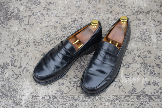Paraboot パラブーツ ADONIS アドニス ハーフサドル コインローファー 黒 ブラック UK6 / 24.5cm〜25.0cm【W3546】
