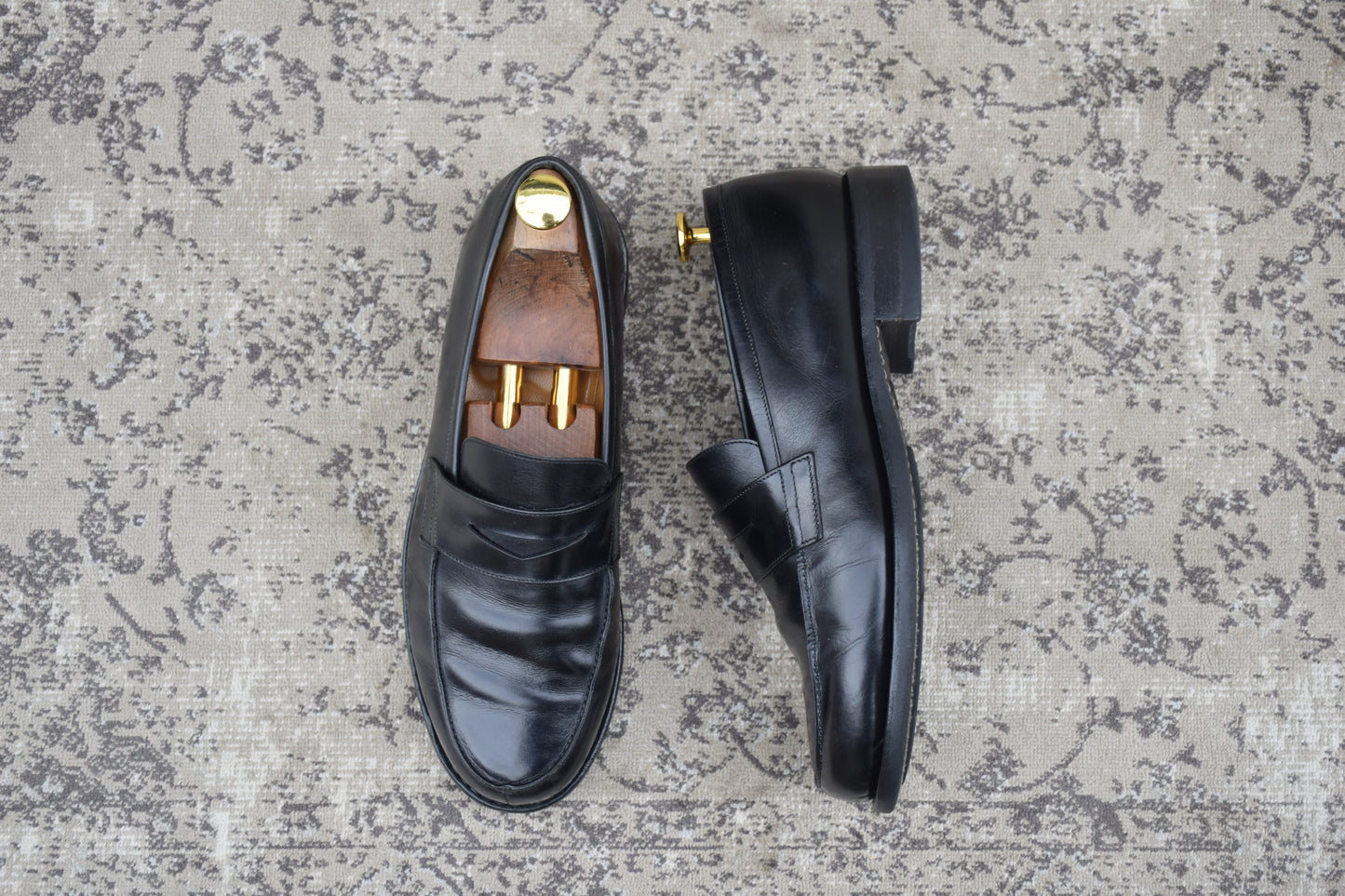 Paraboot パラブーツ ADONIS アドニス ハーフサドル コインローファー 黒 ブラック UK6 / 24.5cm〜25.0cm【W3546】
