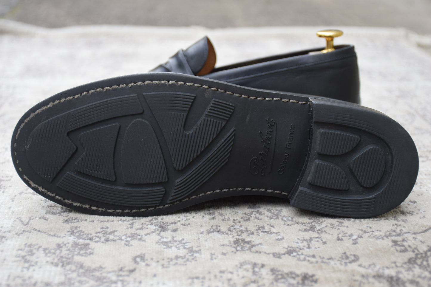 Paraboot パラブーツ ADONIS アドニス ハーフサドル コインローファー 黒 ブラック UK6 / 24.5cm〜25.0cm【W3546】