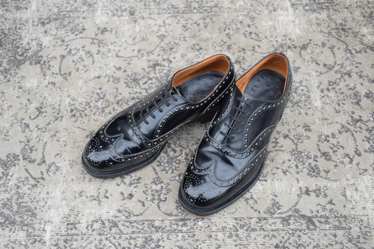 【美品】Church's チャーチ 3都市 旧チャーチ BURWOOD バーウッド ウイング 内羽根 メダリオン 81ラスト 黒 ブラック UK6.5 / 25.0cm【W3547】