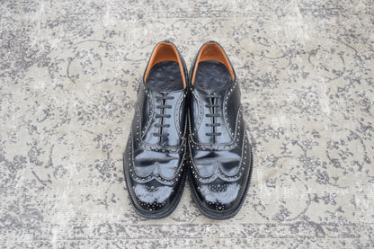 【美品】Church's チャーチ 3都市 旧チャーチ BURWOOD バーウッド ウイング 内羽根 メダリオン 81ラスト 黒 ブラック UK6.5 / 25.0cm【W3547】