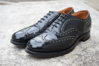 【美品】Church's チャーチ 3都市 旧チャーチ BURWOOD バーウッド ウイング 内羽根 メダリオン 81ラスト 黒 ブラック UK6.5 / 25.0cm【W3547】