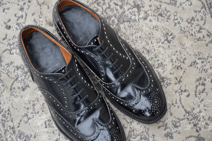 【美品】Church's チャーチ 3都市 旧チャーチ BURWOOD バーウッド ウイング 内羽根 メダリオン 81ラスト 黒 ブラック UK6.5 / 25.0cm【W3547】